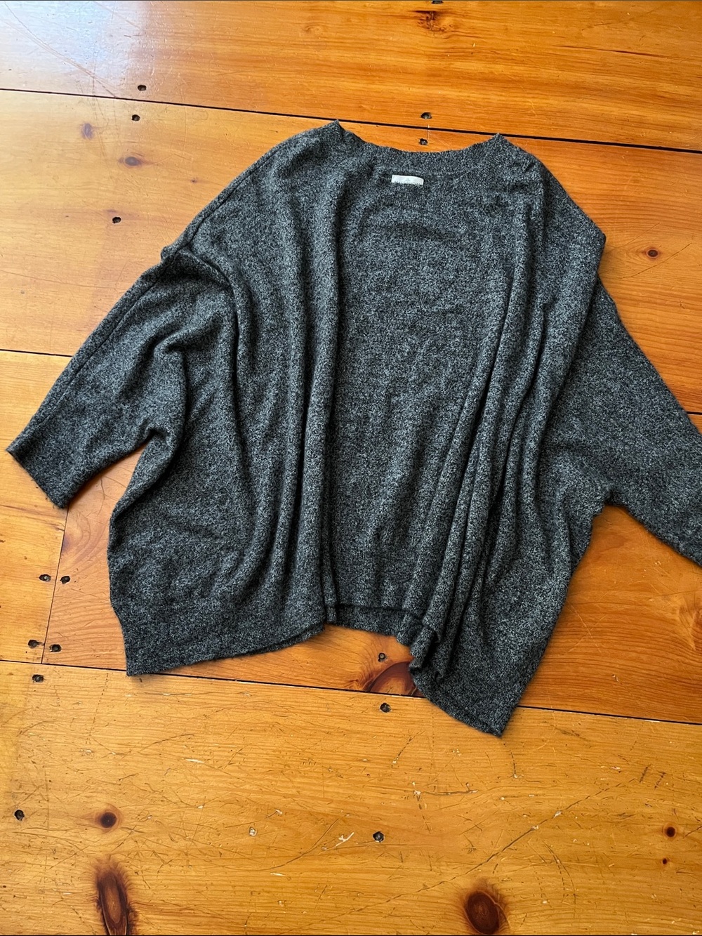 LL BEAN Signature XS/S Black Heather Oversized 100% Cashmere Sweater